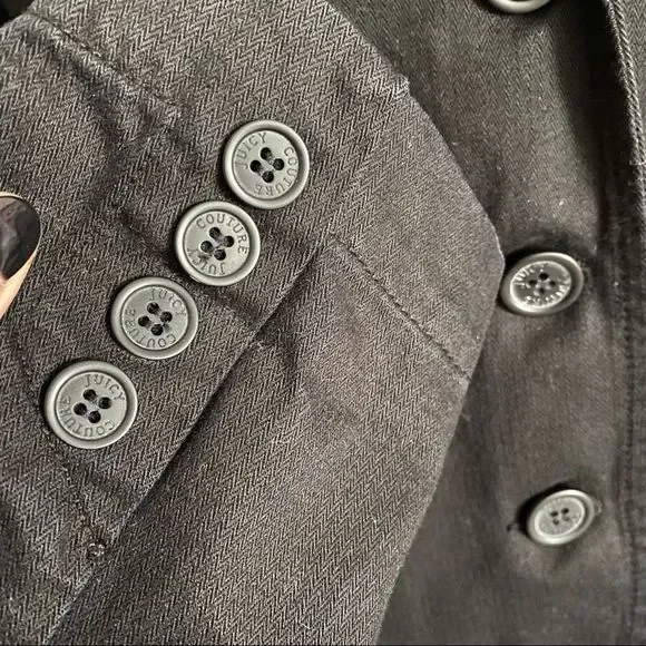 Y2K Vintage Juicy Couture Jeans Black Cotton Blazer Size S - Picture 3 of 11